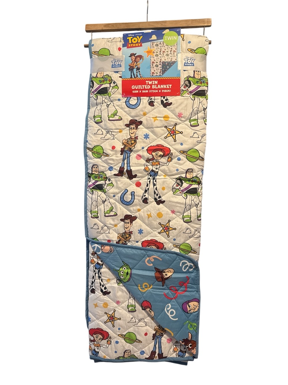 Disney Toy Story Twin Quilted Blanket - White & Blue